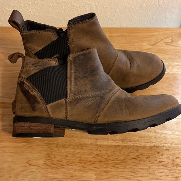 SOREL Emilie Chelsea Waterproof Ankle Boots Brown Winter Size 6 - Picture 3 of 6